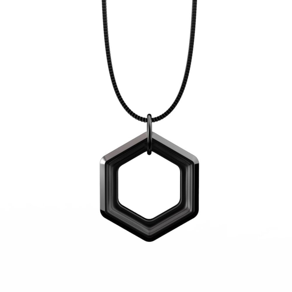 Positive Vibes Necklace - Black Metal - NEW - Positive Molecules are Hexagon